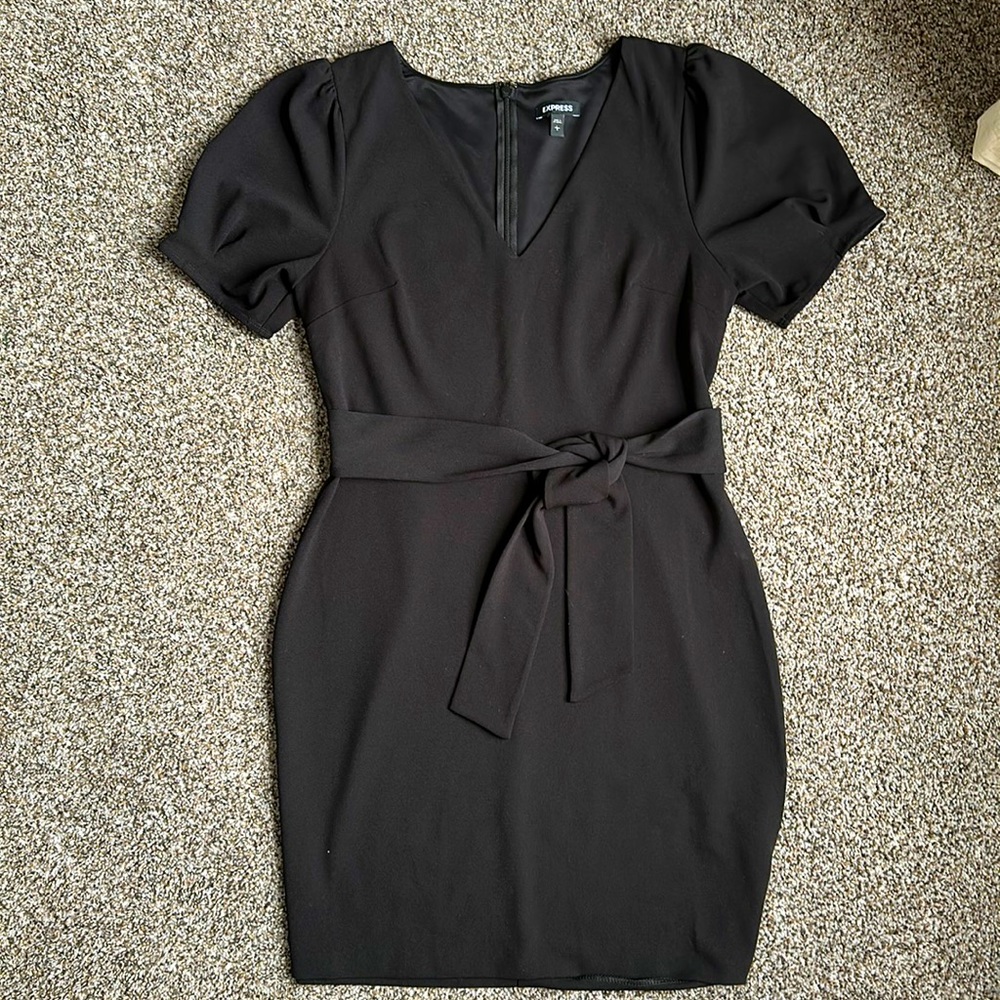 Express Black Dress Business Casual Waist Tie Detail